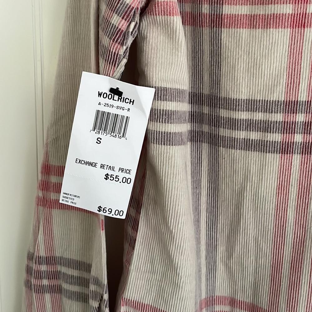 Woolrich Women’s Rappel Corduroy Buttons Long Sleeve 100% Cotton Plaid NWT Top S - Picture 9 of 16